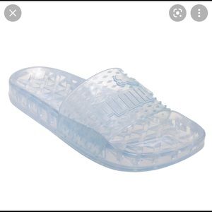 Blue jelly fenty slides